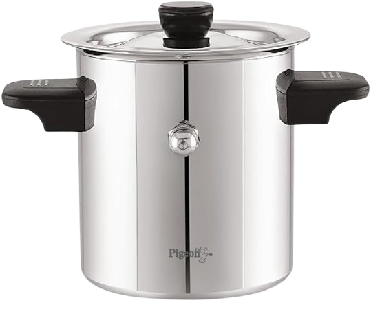 Stainless Steel Milk Heating Vessel with Secure Handle and Spout
