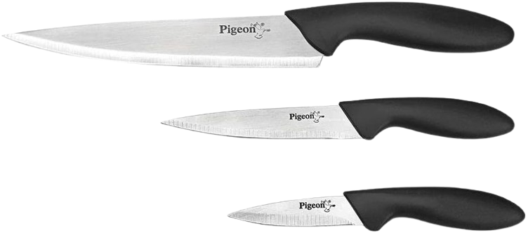 3-Piece Razor-Sharp Stainless Steel Knife Set with Contoured Handles for Kitchen