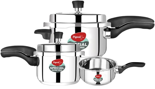Pressure Cooker Set Triple Size 2+3+5 Quart Induction Base